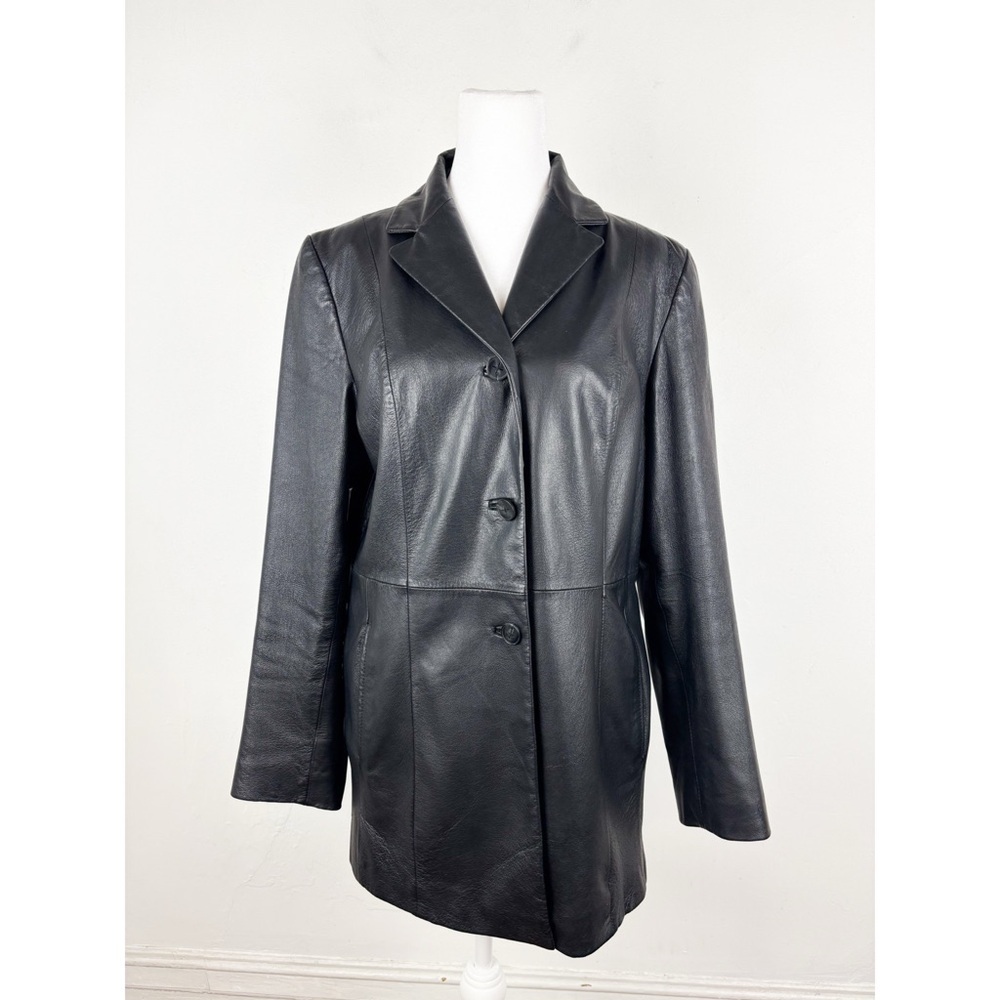 Vintage Sonoma Women’s Black Genuine Leather Blazer Jacket Sz M